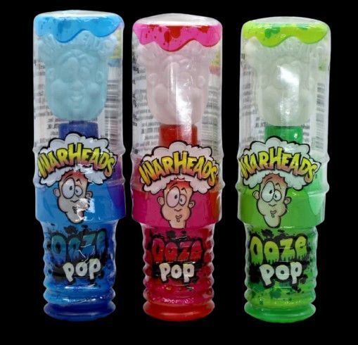Льодяник Warheads Sour Ooze Pop зі смаком фруктів з рідкою кислою начинкою 40г (BBD 01/2026) 7223 фото