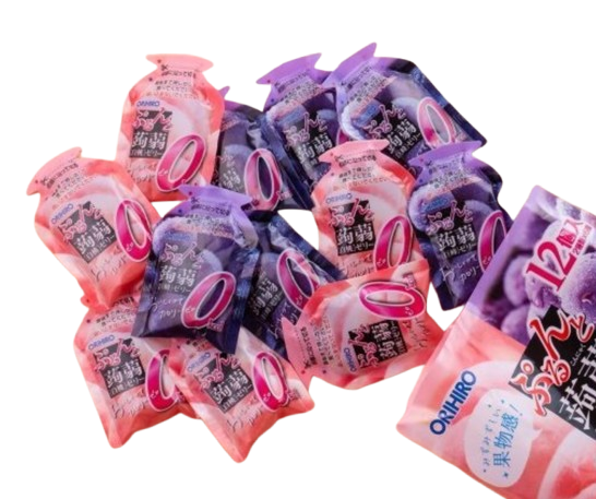 Японская конфета жидкое желе Orihiro Konjac Jelly Pouch White Peach Grape 12шт 8029 фото