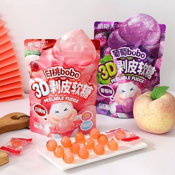 Жевательные конфеты 3D Bobo Peelable Fudge White Peach 75г 11735 фото