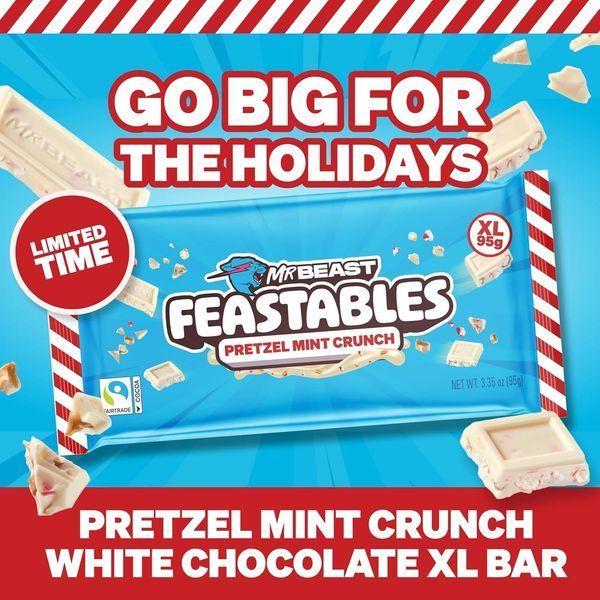 Шоколад&nbsp;Feastables MrBeast Pretzel Mint Fudge Crunch Bar 95г 10076 фото