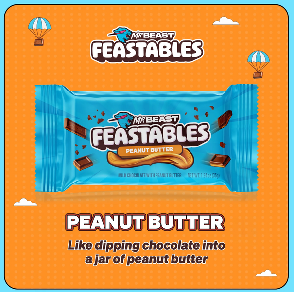 Шоколадный батончик Feastables MrBeast Peanut Butter Milk Chocolate Bar с арахисовой пастой 35 г 7756 фото