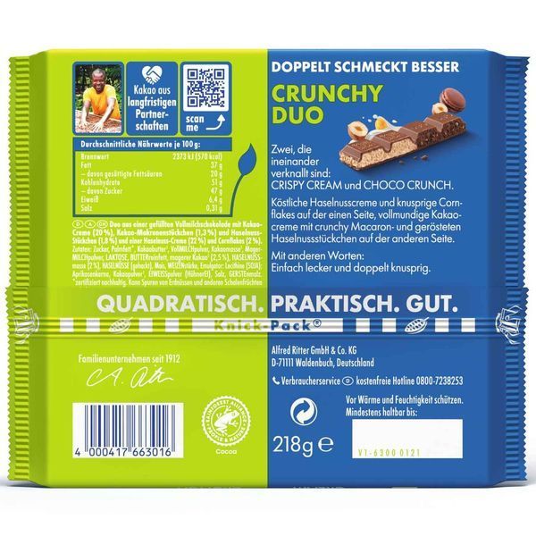 Шоколад Ritter Sport Crunchy Duo, 218 г 6369 фото