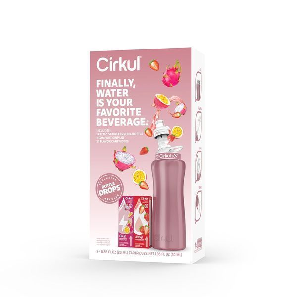 Стартовий набір пляшка з кришкою Cirkul Rose Gold з двома смаковими картриджами Полуниця та Маракуя 946 мл 8134 фото