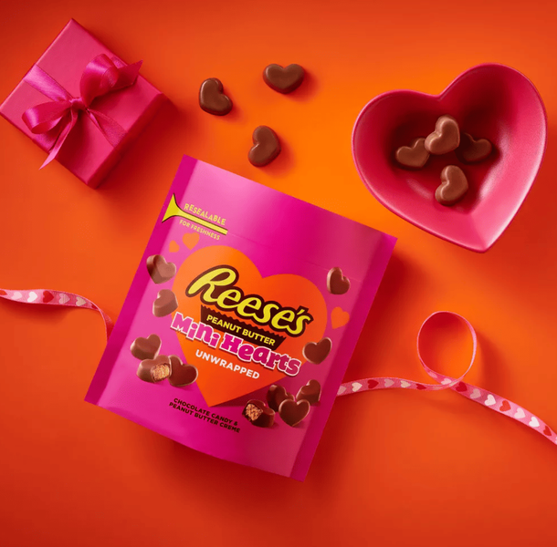 Шоколадные конфеты Reese's Unwrapped Mini Hearts Valentine's Day Peanut Butter 215г 10277 фото