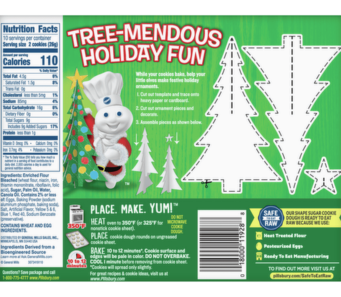 Тісто для печива Pillsbury Ready to Bake! Christmas Tree Shape Sugar Cookie Dough 257г 10077 фото