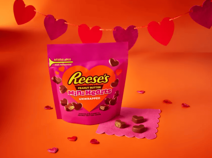 Шоколадные конфеты Reese's Unwrapped Mini Hearts Valentine's Day Peanut Butter 215г 10277 фото