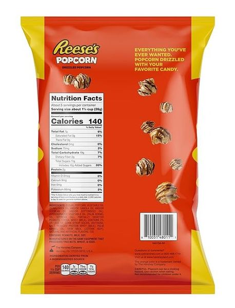 Попкорн Reese's Peanut Butter Chocolate Drizzled Popcorn 149 g 5742 фото