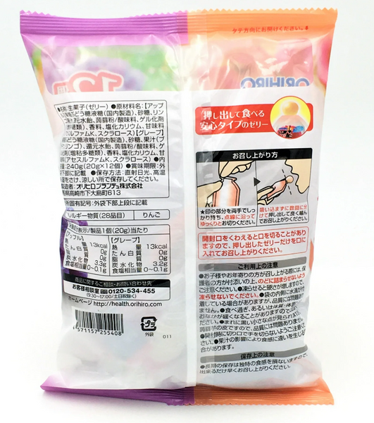 Японская конфета жидкое желе Orihiro Purunto Konnyaku Jelly Pouch Apple Grape 12шт 8031 фото