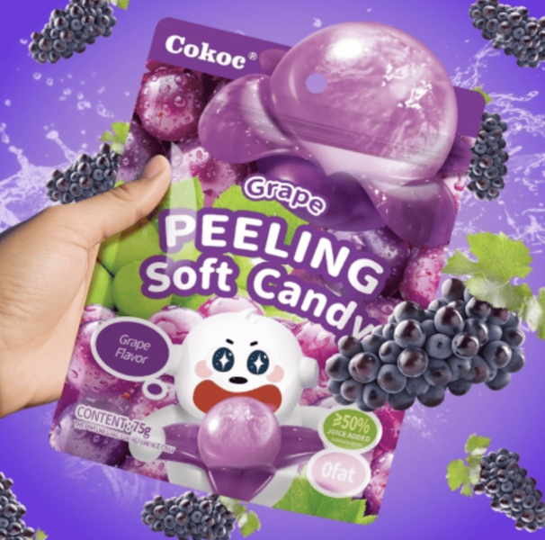 Желейні цукерки Cokoc Peeling Soft Candy Grape 75г 9343 фото