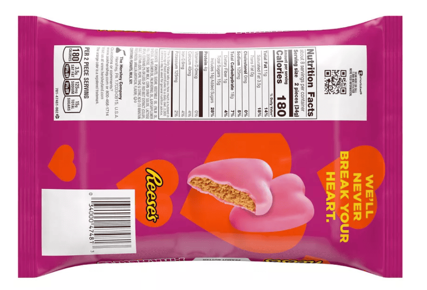 Шоколадные конфеты Reese's Valentine's Day Peanut Butter Pink Hearts Candy 272г 10278 фото