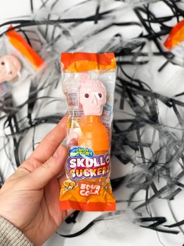 Леденец с кислой жидкостью Halloween Skull Suckers - кола 40g 3007 фото