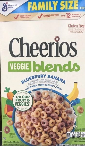 Сухой завтрак Cheerios Veggie Blends Family Size со вкусом черники и банана 510г 7070 фото