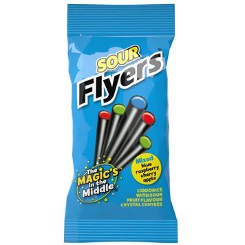 Жувальні цукерки Maxilin Sour Liquorice Flyers Bags із фруктовою начинкою 75г 7120 фото