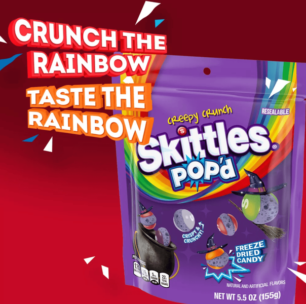 Сублимированные конфеты Skittles Pop'd Creepy Crunch Freeze Dried Halloween Candy 155г 11938 фото