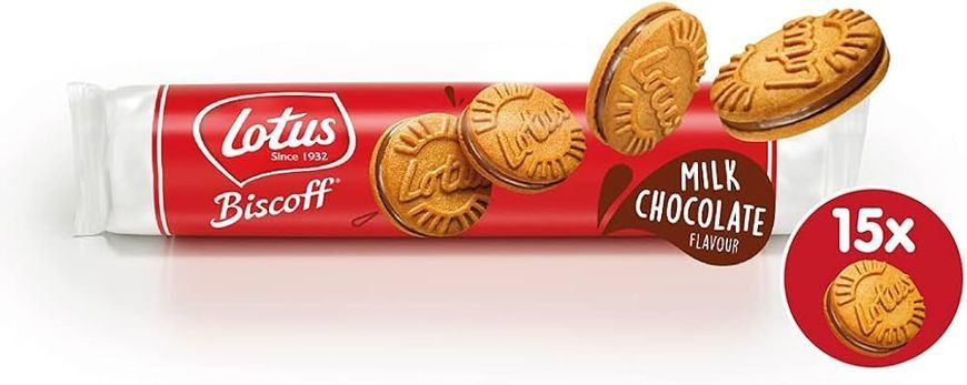 Печиво Lotus Biscoff Sandwich Biscuits Milk Chocolate Flavour 150г 7957 фото