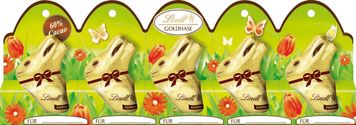 Шоколадні кролики Lindt Mini Golden Rabbit Edelbitter 5шт, 50г 10688 фото