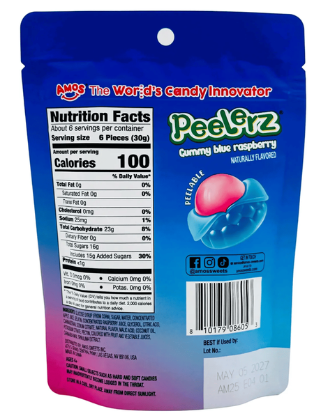 Жевательные конфеты Amos Peelerz Gummy Blue Raspberry 170г 10891 фото