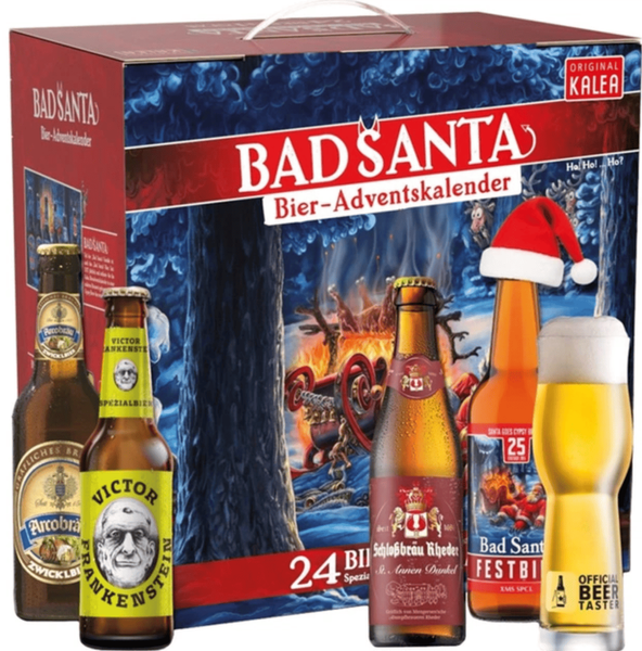 Пивний адвент календар Kalea Bad Santa Beer Advent Calendar з келихом 24шт x 330мл 9995 фото