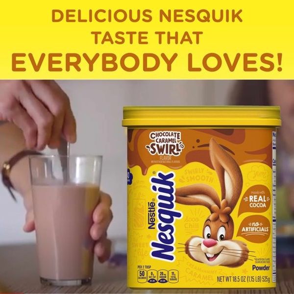 Какао Nestle Nesquik Chocolate Caramel Swirl Flavor Powdered Drink Mix 525g 4784 фото