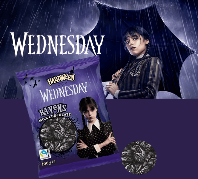 Шоколадные конфеты Halloween Wednesday Ravens Milk Chocolate​​​​​​​&nbsp;100г 9459 фото