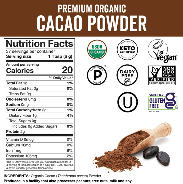 Органічний какао порошок Viva Naturals Organic Cacao Powder 227г 10030 фото