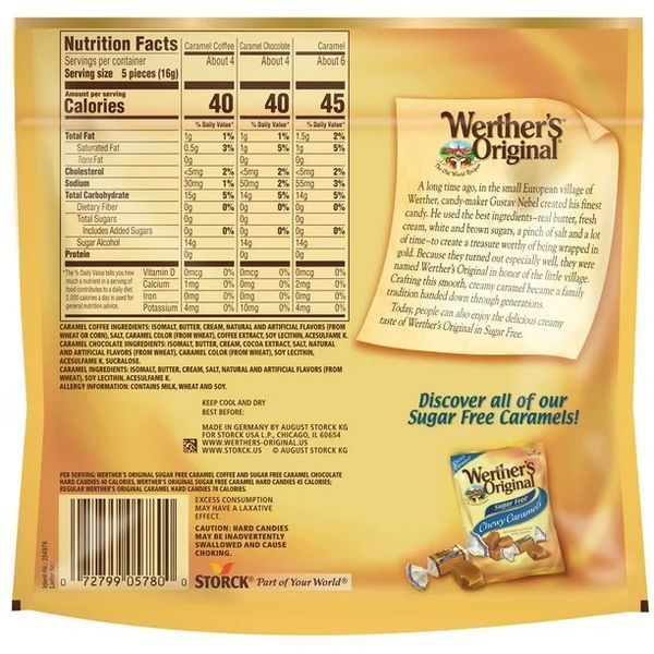Цукерки Werthers Original Hard Sugar Free Assorted Flavors 218g 5067 фото