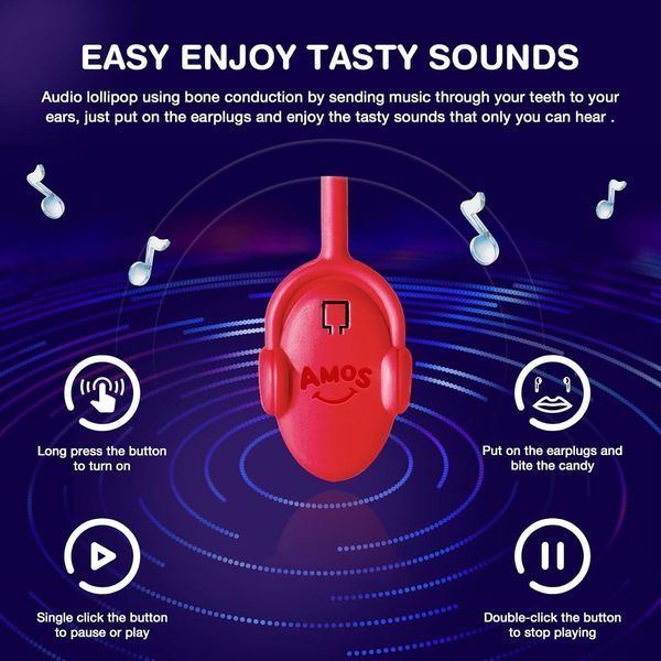 Льодяник Amos Tasty Sounds Audio Lollipop Strawberry Flavour 12г 10524 фото