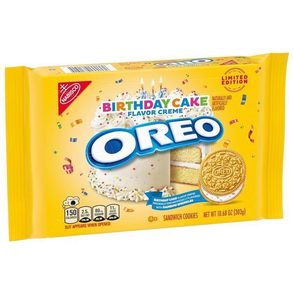 Печиво Oreo Golden Birthday Cake Creme Sandwich Cookies Limited Edition 303г 8746 фото