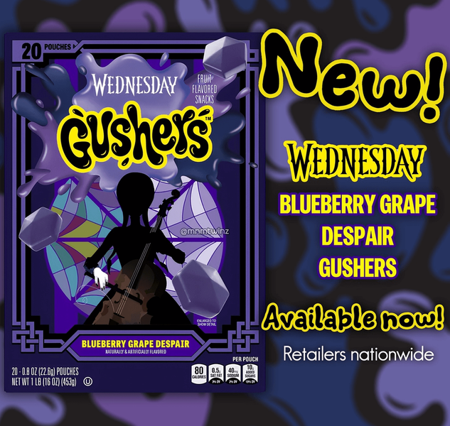 Фруктові жувальні цукерки Gushers Halloween Wednesday со вкусом черники и винограда 20шт 453г 7327 фото