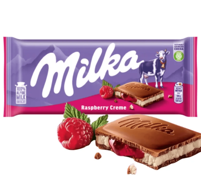Шоколад Milka Raspberry Creme Milk Chocolate 100г 0149 фото