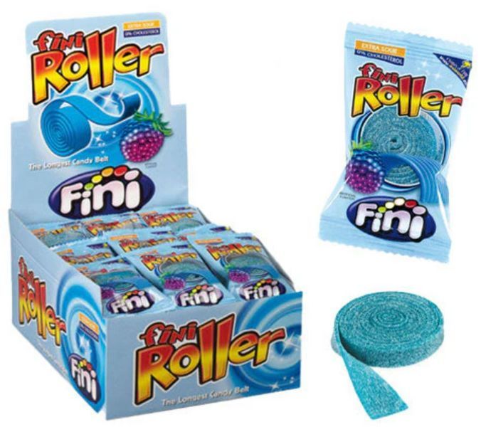 Кислые жевательные конфеты Fini Roller со вкусом голубой малины 20г 7172 фото