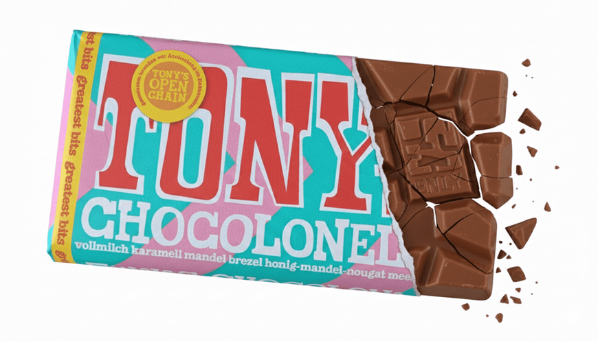 Шоколад Tony's Chocolonely Greatest Bits з карамеллю та мигдалем 180г 9094 фото