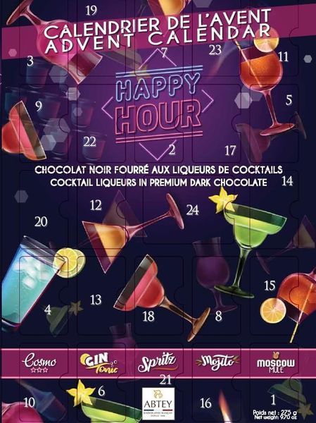 Адвент Календарь Abtey Happy Hour темный шоколад с ликером 275 г. 7711 фото