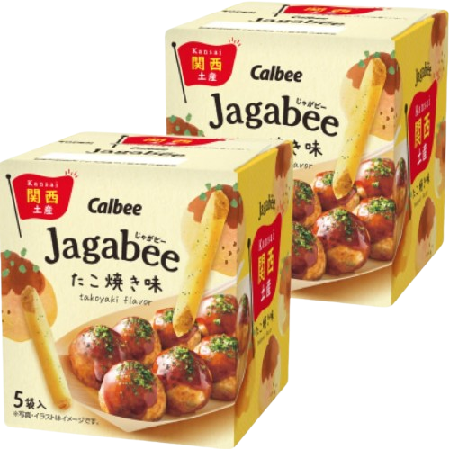 Японские снеки Calbee Jagabee Takoyaki Flavor со вкусом соуса Такояки 5 порций 8235 фото