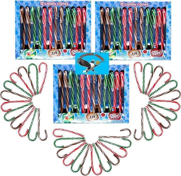 Льодяники Трості Dr Pepper A&W 7UP Candy Canes 12 шт, 150г 6088 фото