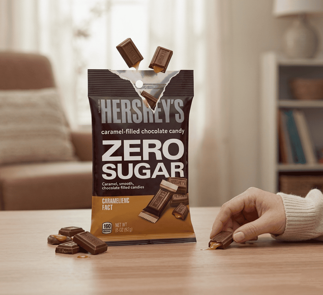 Шоколадні цукерки Hershey's Zero Sugar Caramel Filled Chocolate Candy 85г 11077 фото