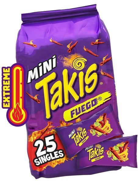Мультиупаковка чипсов Takis Fuego Mini Tortilla Chips со вкусом чили и лайма 25х34г 7073 фото