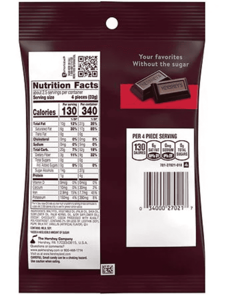 Шоколадні цукерки Hershey's Zero Sugar Special Dark Chocolate Candy 85г 11078 фото