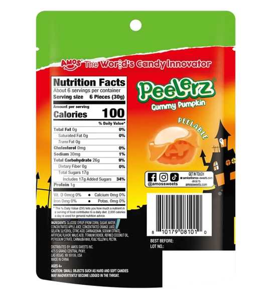 Желейные конфеты Amos Halloween Peelerz Gummy Pumpkin 65г 9247 фото