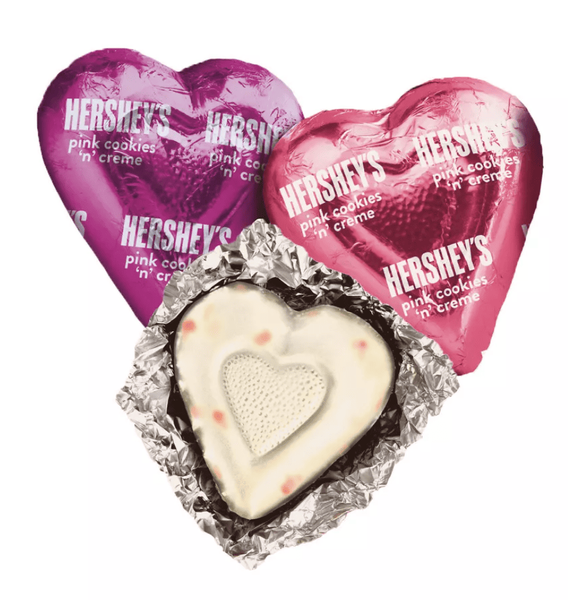 Шоколадные конфеты Hershey's Valentine's Day Pink Cookies'n Cr&egrave;me Hearts Candy 249г 10282 фото