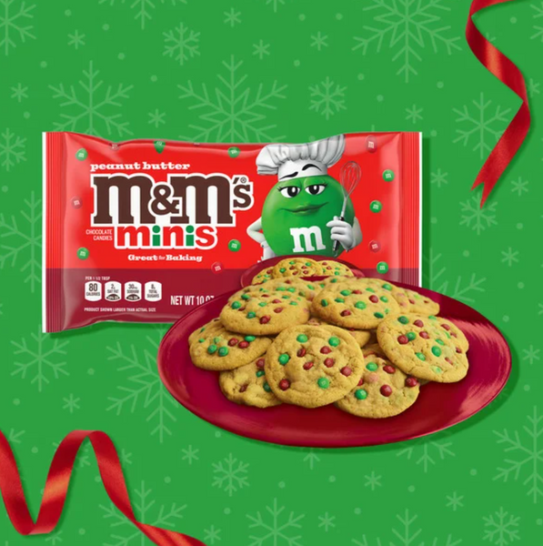 Драже M&M's Minis Peanut Butter Milk Chocolate Red & Green Christmas Candy Baking Bits 283 г 7810 фото