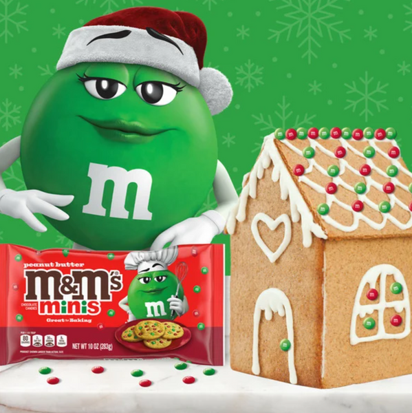 Драже M&M's Minis Peanut Butter Milk Chocolate Red & Green Christmas Candy Baking Bits 283 г 7810 фото