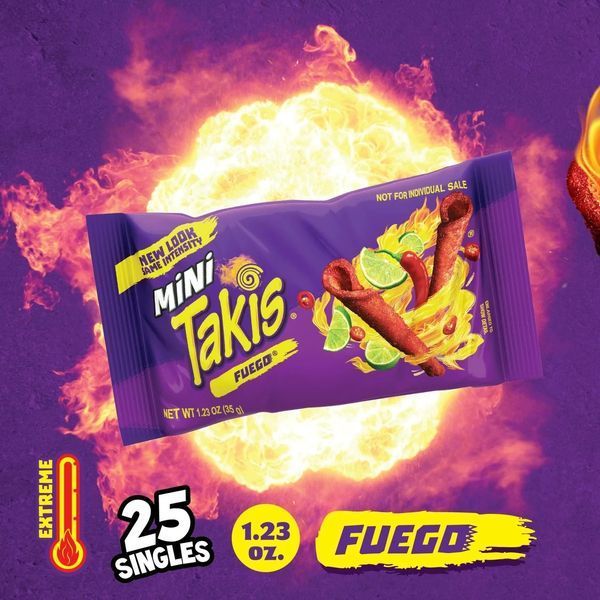 Мультиупаковка чипсов Takis Fuego Mini Tortilla Chips со вкусом чили и лайма 25х34г 7073 фото