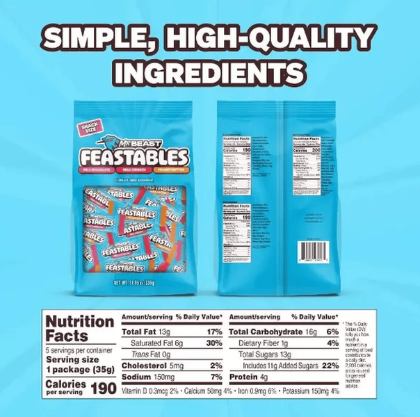 Набір шоколадних батончиків Mr.Beast Feastables Chocolate Candy Assortment 366г 9297 фото