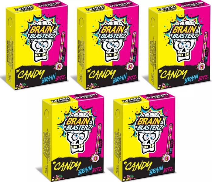 Кислые конфеты-драже Brain Blasterz Sour Candy Bitz Lemon Raspberry 45г 7998 фото