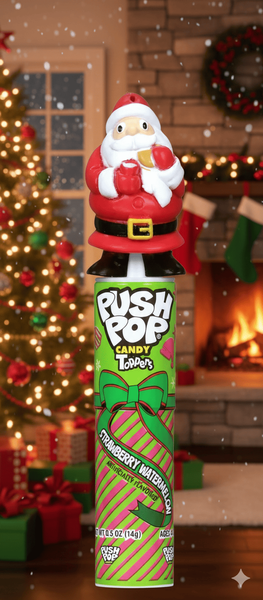 Льодяник на паличці Push Pop Topper Christmas Lollipop Santa 14г 9934 фото
