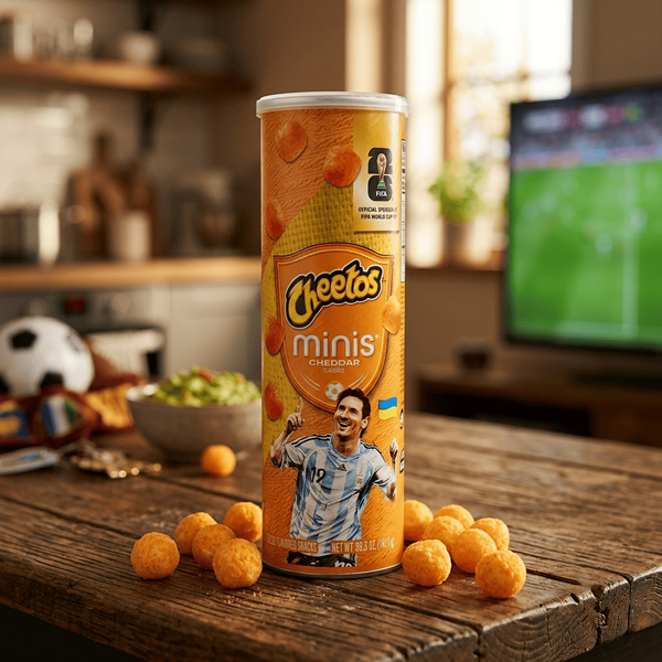 Сирні кульки Cheetos Minis FIFA Lionel Messi Cheddar Flavored 102.7г 11228 фото