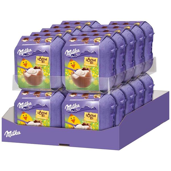 Шоколадні яйця Milka Loffel Ei Milchcreme 128g 0684 фото