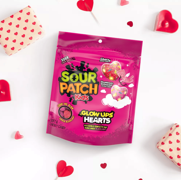 Жевательные конфеты Sour Patch Kid's Valentine's Glow Ups Hearts Candy 238г 10283 фото