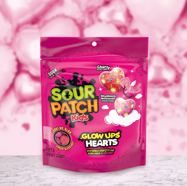 Жевательные конфеты Sour Patch Kid's Valentine's Glow Ups Hearts Candy 238г 10283 фото